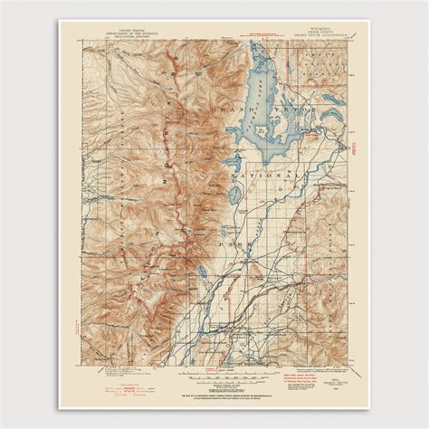 Grand Teton National Park Wyoming Usgs Topographic Map 1899 Blue