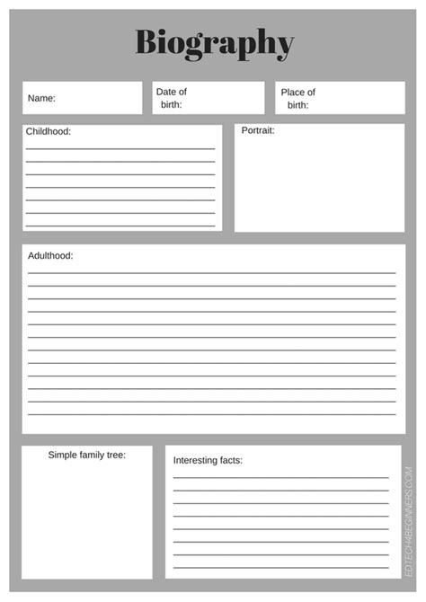 Free Printable Biography Graphic Organizer Printable Printable Word