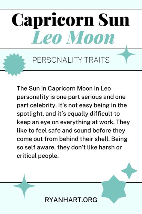 Capricorn Sun Leo Moon Personality Traits | Ryan Hart