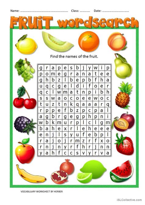 Fruit Wordsearch Word Search English Esl Worksheets Pdf And Doc