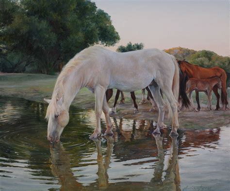 My Painting The Leader Drinks First Wild Horses 20x24 Oil On