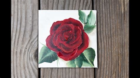 Easy Acrylic Paint A Red Rose Painting A Day 2 Youtube