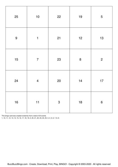10 Best Printable Bingo Numbers 1 75 Printablee Com Free Printable