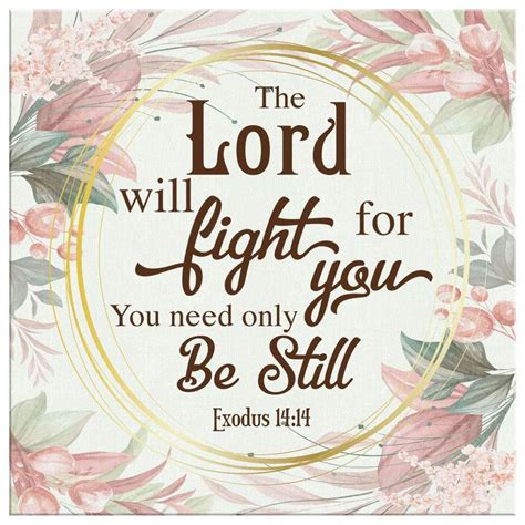 Bible Verse Wall Art Floral Exodus 1414 The Lord Will Fight For You