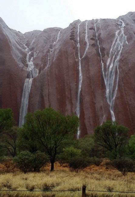 Rain Water Cascading Off Uluru In Uluru Kata Tjuta National Park Australia On 12 January 2016