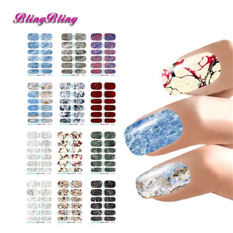 12sheet Water Transfer Nail Stickers Decals Marble Design Set Nail Art Full Cover Wraps Manicure