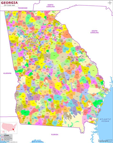 Zip Codes List For Georgia Georgia Zip Code Map