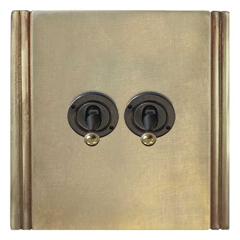 Plaza Dolly Switch 2 Gang Antique Satin Brass Broughtons Lighting