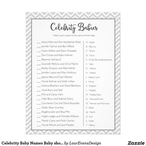 Celebrity Baby Names Baby shower game Letterhead | Celebrity baby showers, Celebrity baby names 