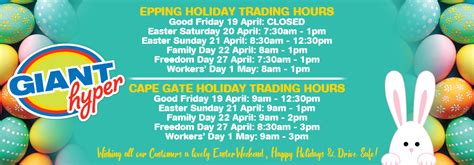 Easter is a celebration of faith, family, and food. GIANT EASTER TRADING HOURS WEB BANNER APRIL 2019 - GiantHyper