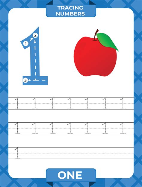 Number 1 Trace Worksheet For Learning Numbers Kids Learning Material