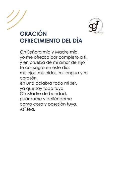 Oración Ofrecimiento Del Día V2 San Germán