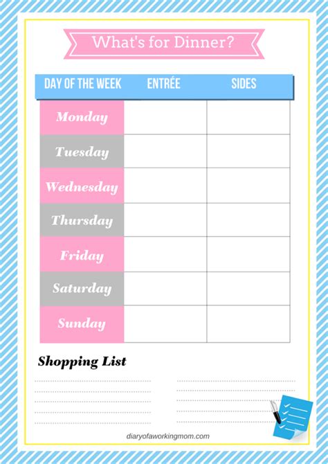 Working Mom Meal Planning Tips + Free Printable! - Diary of a Working MomDiary of a Working Mom
