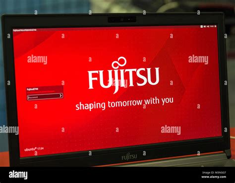 Kiev Ukraine October 07 2017 Logo Fujitsu Closeup A Japanese