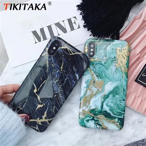 Luxury Green Black Marble Phone Case For Iphone X 10 Cover Soft Tpu For