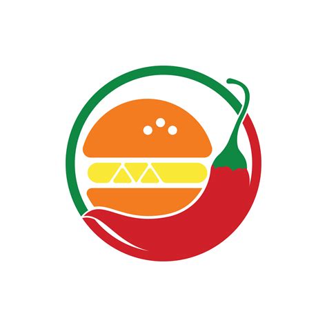 Spicy Burger Vector Logo Design Chili And Burger Icon Logo Design