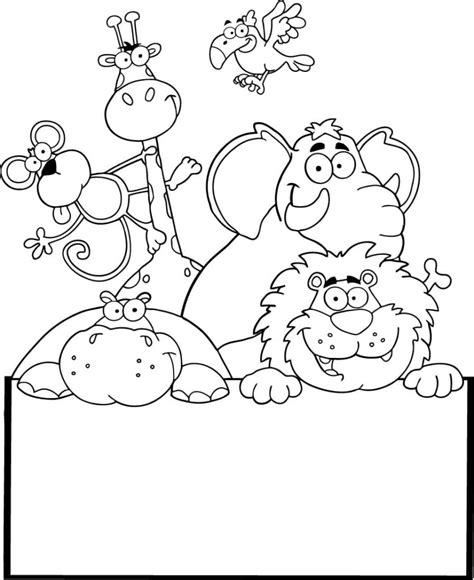 Cartoon Zoo Animals Coloring Pages