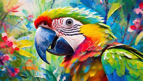 Colorful Parrot Painting Ultra Detailed Artwork With Vibrant Colors