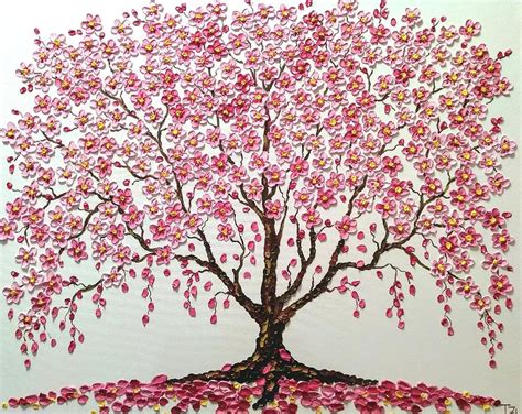 Acrylic Japanese Cherry Blossom Tree Painting Cherry Blossom Trees