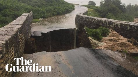 Bridge Collapses As Flash Flooding Hits North Yorkshire Youtube