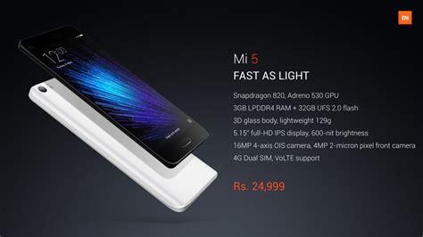 Xiaomi Mi 5 Launched In India At Rs 24999