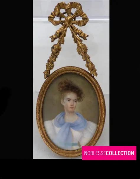 Antique 1840s French Miniature Hand Painted Woman Portrait Stunning