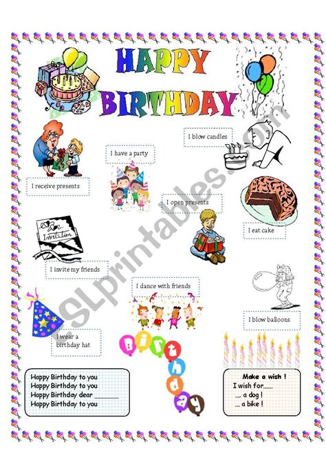 Birthday Party Esl Worksheet By Lekaviar