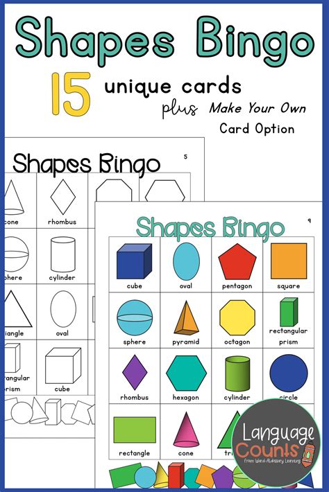 3d Shape Bingo Printable Cards Printable Bingo Cards