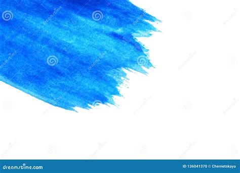 Abstract Brushstroke Of Blue Paint Isolated On White Stock Photo