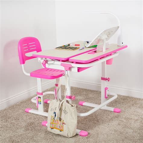 Deluxe Height Adjustable Childrens Desk And Chair Kids Interactive
