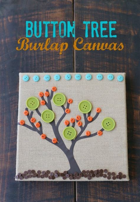 Button Tree Burlap Canvas