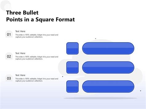 Three Bullet Points In A Square Format Presentation Graphics