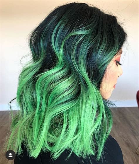 Green Neon Tips Green Hair Colors Dark Green Hair Green Hair Dye