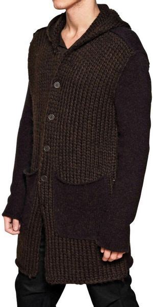 John Varvatos Wool Alpaca Mix Chunky Hooded Cardigan In Brown For Men