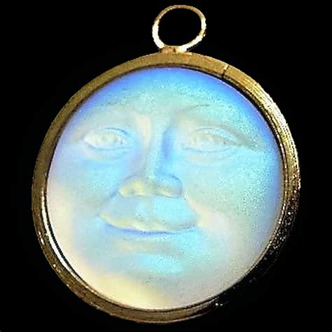Carved Moonstone Charm Representing The Man In The Moon Jewelry Art