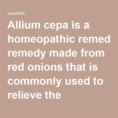 Allium Cepa Is A Homeopathic Remedy Made From Red Onions That Is