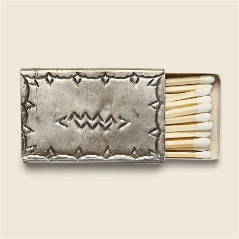 Small Stamped Matchbox Cover Silver