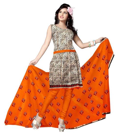Zaributi Orange Khadi Dress Material Buy Zaributi Orange
