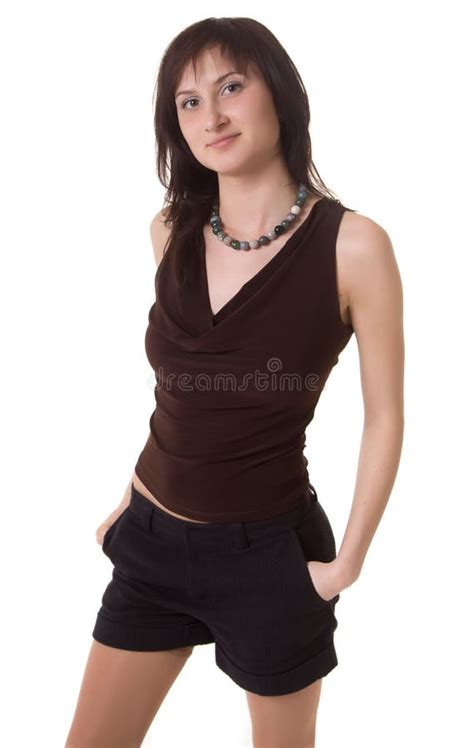 The Beautiful Brown Eyed Lady In A Brown Blouse Stock Image Image Of