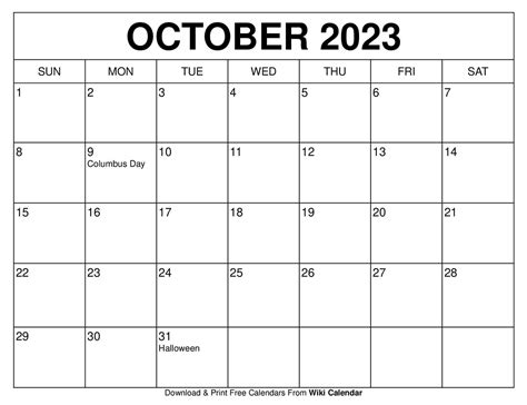 Free Printable Calendar October 2023 Printable Calendar 2023