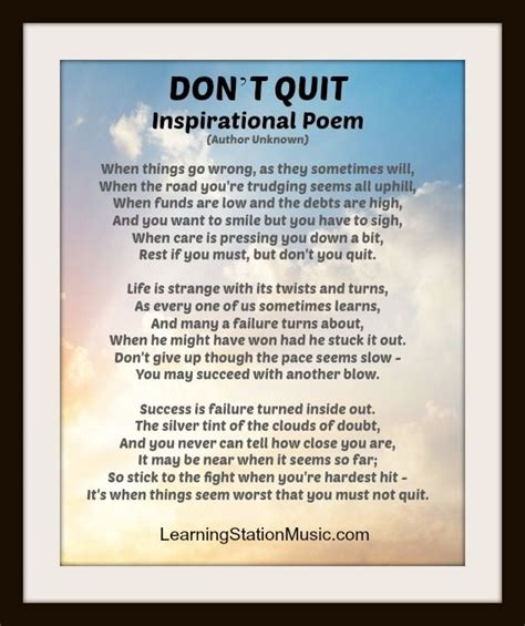Dont Quit Is An Inspiring Poem Inspirational Poems Words Of