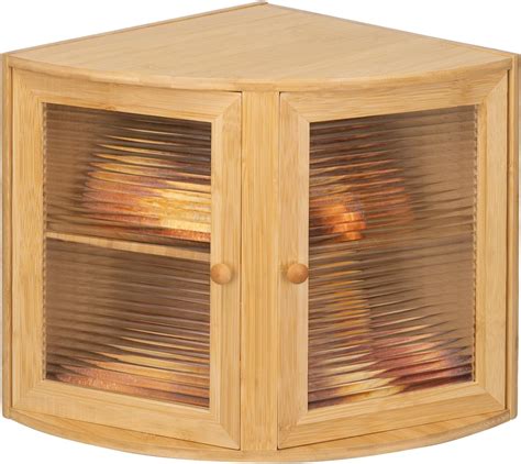 Homekoko Double Layers Bamboo Corner Bread Box For Kitchen