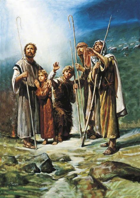 Angels Appear To Shepherds On Hillside Painting Bethlehem In Luke 28