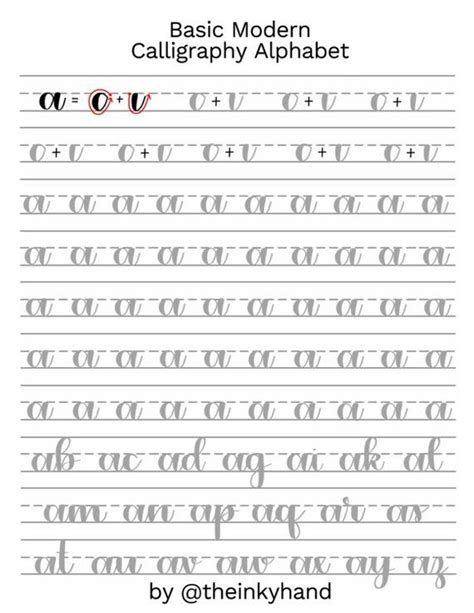 Basic Modern Calligraphy Practice Sheets By Theinkyhand Lowercase
