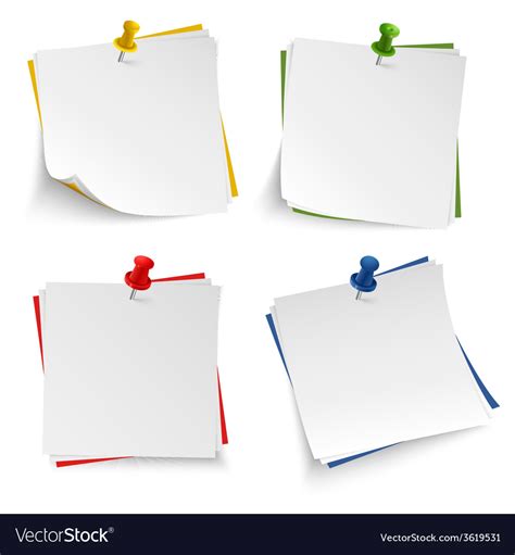 Note Paper With Push Colored Pin Template Vector Image