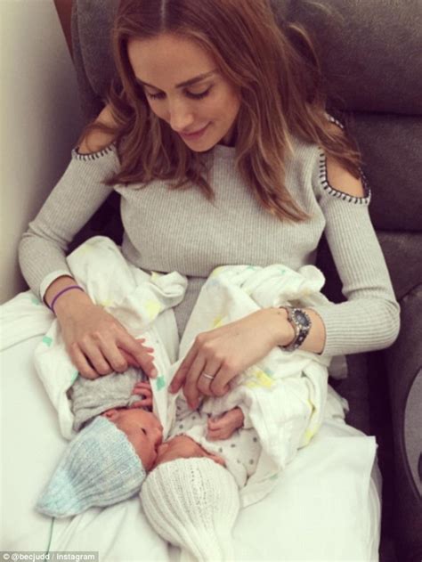 rebecca judd shares another adorable photo of her four day old twins on instagram daily mail