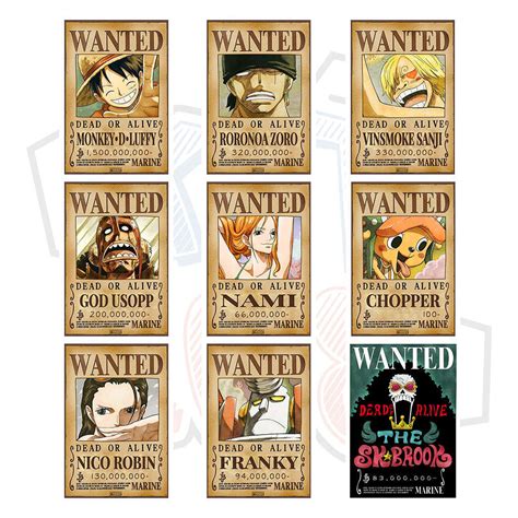 Mô Hình Giấy Poster Truy Nã Băng Hải Tặc Mũ Rơm Timeskip One Piece