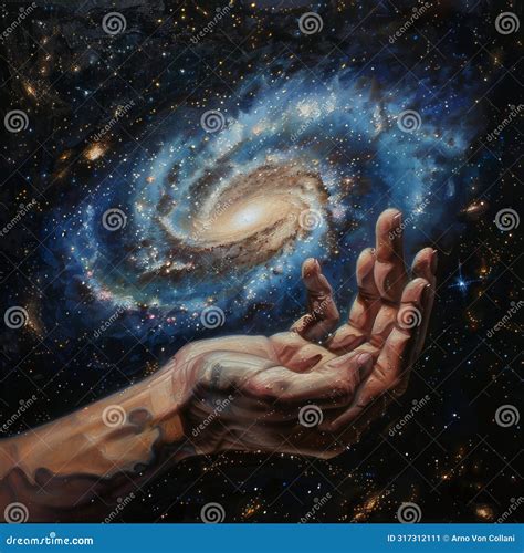 Cosmic Embrace: Holding the Milky Way in Reverent Wonder Stock