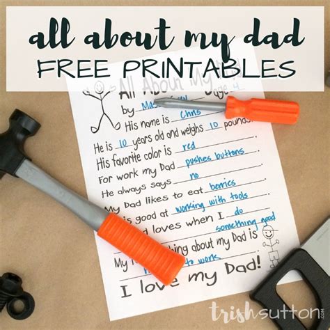 All About My Dad Free Printable For Kids