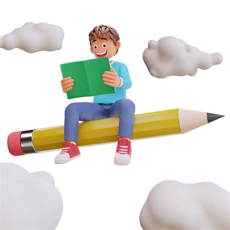 3d Illustration Student Back To School And Study On The Sky Stock